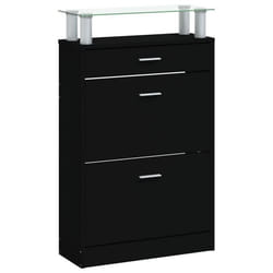 Armoire à chaussures - Non spécifié - 63 x 24 x 104 cm - Bois dingénierie - 3 tiroirs - Noir