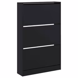 Armoire à chaussures - Noir - 80 x 21 x 1255 cm - 3 tiroirs - Bois dingénierie - Design contemporain