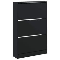 Armoire à chaussures - Noir - 80 x 21 x 1255 cm - 3 tiroirs - Bois dingénierie - Design contemporain