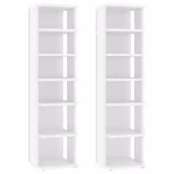Armoire à chaussures - Inconnu - Lot de 2 - Bois dingénierie - 6 étagères - Blanc