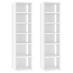 Armoire à chaussures - Inconnu - Lot de 2 - Bois dingénierie - 6 étagères - Blanc