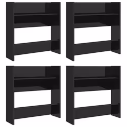 Armoire à chaussures murale - Non spécifié - Lot de 4 - Noir brillant - 60 x 18 x 60 cm - 2 étagères