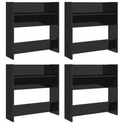 Armoire à chaussures murale - Non spécifié - Lot de 4 - Noir brillant - 60 x 18 x 60 cm - 2 étagères