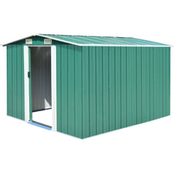 Abri de jardin cabane cabanon maison de stockage remise extérieur hangar outils robuste 257 x 298 x 178 cm métal vert