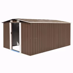 Abri de jardin cabane cabanon maison de stockage remise exterieur hangar outils robuste 257 x 392 x 181 cm metal marron
