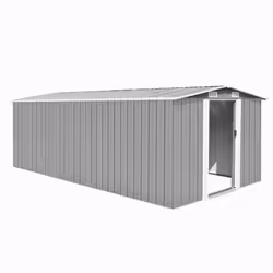 Abri de jardin - Métal - 257 x 489 x 181 cm - Double porte coulissante - Résistant aux intempéries - Gris