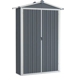 Helloshop26 - Abri de jardin cabane cabanon maison de stockage remise extérieur hangar outils robuste 116 x 45 x 175 cm acier galvanisé gris