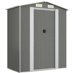 Abri de jardin cabane cabanon maison de stockage remise extérieur hangar outils robuste clair 192 x 108 x 223 cm acier galvanisé gris