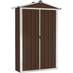 Helloshop26 - Abri de jardin cabane cabanon maison de stockage remise extérieur hangar outils robuste 116 x 45 x 175 cm acier galvanisé marron