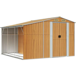 Abri de jardin cabane cabanon maison de stockage remise extérieur hangar outils robuste clair 277 x 279 x 179 cm acier galvanisé marron
