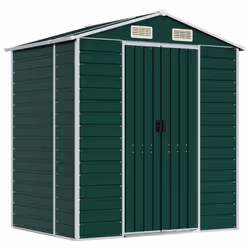 Helloshop26 3000208566107, Abri en métal, Double, Toit à pignon, Vert, Acier, Vert
