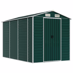 Helloshop26 3000208567098, Abri en métal, Double, Toit à pignon, Vert, Acier, Vert