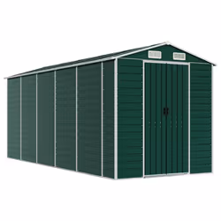 Helloshop26 3000208567722, Abri en métal, Double, Toit à pignon, Vert, Acier, Vert