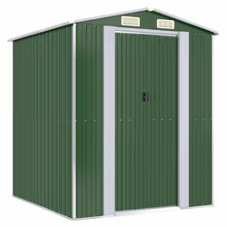 Helloshop26 3000208570913, Abri en métal, Double, Toit à pignon, Vert, Acier, Vert