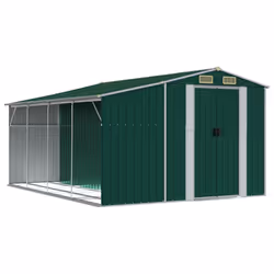 Helloshop26 3000208578759, Abri en métal, Double, Toit à pignon, Vert, Acier, Vert