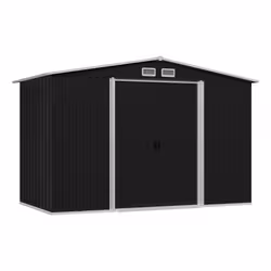 Helloshop26 3000208582084, Abri en métal, Double, Toit à pignon, Anthracite, Acier, Anthracite