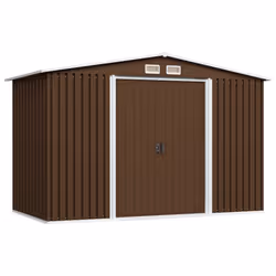 Helloshop26 3000208584996, Abri en métal, Double, Toit à pignon, Marron, Acier, Marron