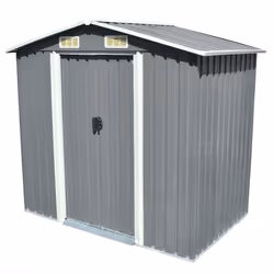 Helloshop26 3000208585368, Abri en métal, Double, Toit à pignon, Gris, Acier, Gris