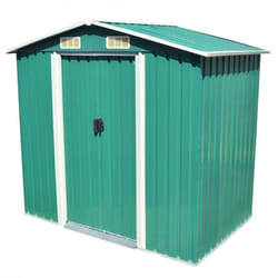 Abri de jardin cabane cabanon maison de stockage remise extérieur hangar outils robuste métal 204 x 132 x 186 cm vert