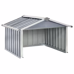 Helloshop26 3000208588789, Abri en métal, Toit à pignon, Gris, Acier, Gris, Acier