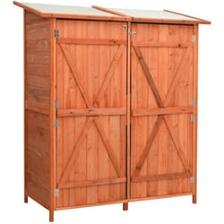 Abri de jardin cabane cabanon maison de stockage remise extérieur hangar outils robuste 136 x 75 x 160 cm Bois de sapin massif marron