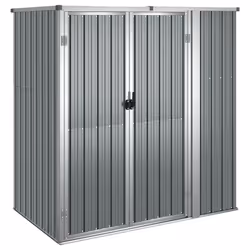 Helloshop26 3000208599969, Abri en métal, Double, Toit plat, Gris, Acier, Gris