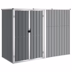 Helloshop26 3000208600986, Abri en métal, Double, Toit plat, Gris, Acier, Gris