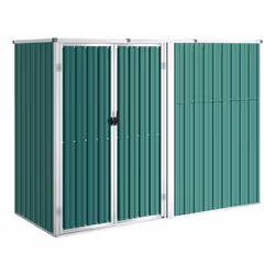 Helloshop26 3000208608388, Abri en métal, Double, Toit plat, Vert, Acier, Vert