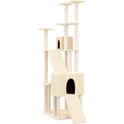 Arbre à chat meuble tour grimper jouet grattage grattoir escalade plateforme avec griffoirs en sisal 190 cm crème