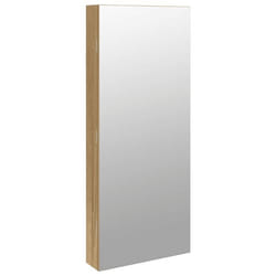 Armoire a bijoux meuble rangement organisateur chambre vestiaire salle de bain avec miroir et eclairage LED mural marron