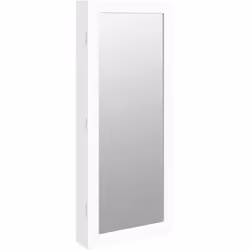 Gardez vos bijoux et parfums rangés discrètement et élégamment avec cette élégante armoire à bijoux avec miroir et lumières L ...