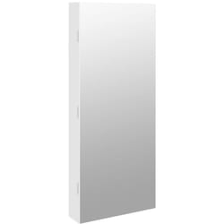 Helloshop26 - Armoire à bijoux meuble rangement organisateur chambre vestiaire salle de bain avec miroir et éclairage led mural blanc
