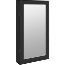 Helloshop26 - Armoire à bijoux meuble rangement organisateur chambre vestiaire salle de bain avec miroir et éclairage led mural noir