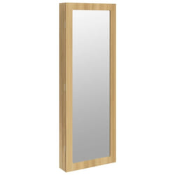Armoire à bijoux meuble rangement organisateur chambre vestiaire salle de bain avec miroir murale 37,5 x 10 x 106 cm marron