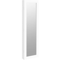 Armoire à bijoux meuble rangement organisateur chambre vestiaire salle de bain avec miroir murale 30 x 8,5 x 106 cm blanc