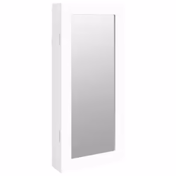 Armoire a bijoux meuble rangement organisateur chambre vestiaire salle de bain avec miroir murale 30 x 85 x 67 cm blanc