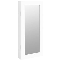 Armoire a bijoux meuble rangement organisateur chambre vestiaire salle de bain avec miroir murale 30 x 85 x 67 cm blanc