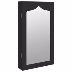 Armoire a bijoux meuble rangement organisateur chambre vestiaire salle de bain avec miroir murale 375 x 10 x 67 cm noir