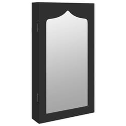 Armoire a bijoux meuble rangement organisateur chambre vestiaire salle de bain avec miroir murale 375 x 10 x 67 cm noir