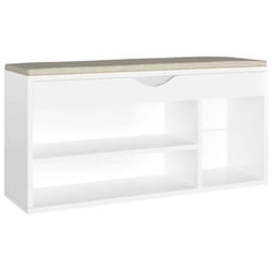 Banc à chaussures - Brillant - Bois dingénierie - 104x30x49 cm - Coussin amovible - Entrée