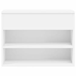 Banc à chaussures - Blanc - 60 x 30 x 45 cm - Bois dingénierie - 2 étagères - Design contemporain