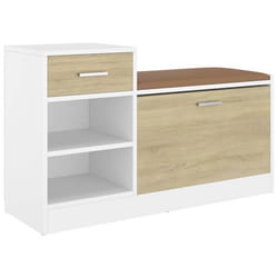 Banc à chaussures - SONOMA - Beige - Bois dingénierie - Siège en similicuir - Rangement moderne