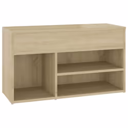 Banc à chaussures - SONOMA - 80 x 30 x 45 cm - Bois dingénierie - 2 étagères - Marron
