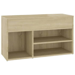 Banc à chaussures - SONOMA - 80 x 30 x 45 cm - Bois dingénierie - 2 étagères - Marron