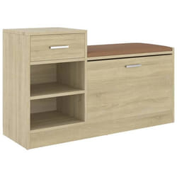Banc à chaussures - SONOMA - 2 tiroirs - Bois massif - Entrée - Marron - 100 x 34 x 45 cm