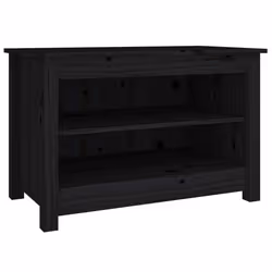 Banc à chaussures - Noir - Bois de pin massif - 2 étagères - 70 x 38 x 455 cm - Design contemporain