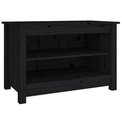 Banc à chaussures - Noir - Bois de pin massif - 2 étagères - 70 x 38 x 455 cm - Design contemporain