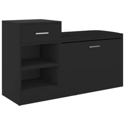 Banc à chaussures - Noir - 945 x 31 x 57 cm - Simili cuir - Meuble dentrée - Contemporain