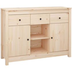 Buffet bahut commode armoire meuble de rangement organisateur cuisine salle de séjour salon 100 x 35 x 74,5 cm bois massif de pin marron