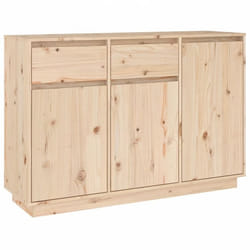 Buffet - Bois Massif - 110 x 34 x 75 cm - 2 Tiroirs - 3 Portes - Style Classique